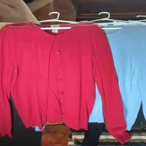 2 cashmere sweaters and 1 cotton/rayon sweater